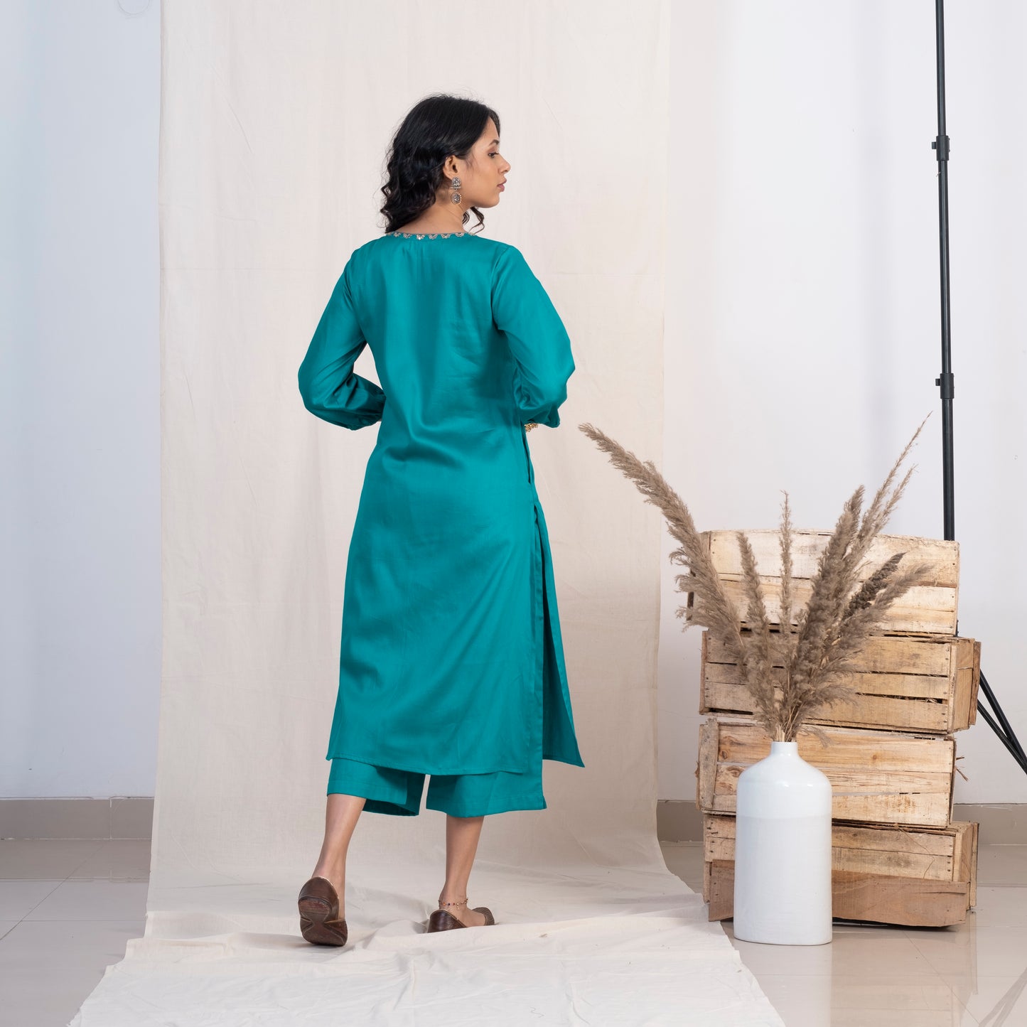 Blue Angrakha Embroided Kurta