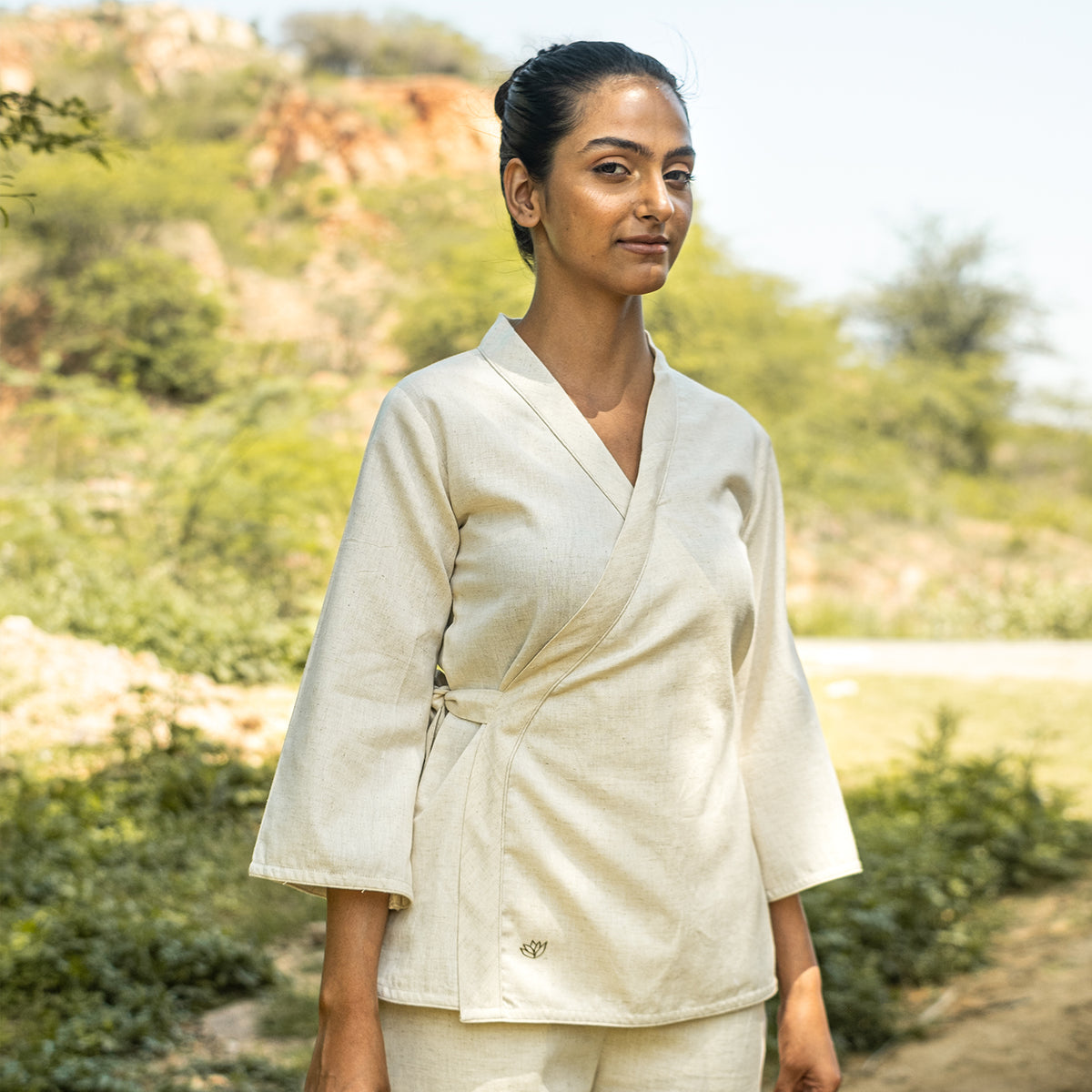Women Cotton Yoga Top White -Dharma — view 5