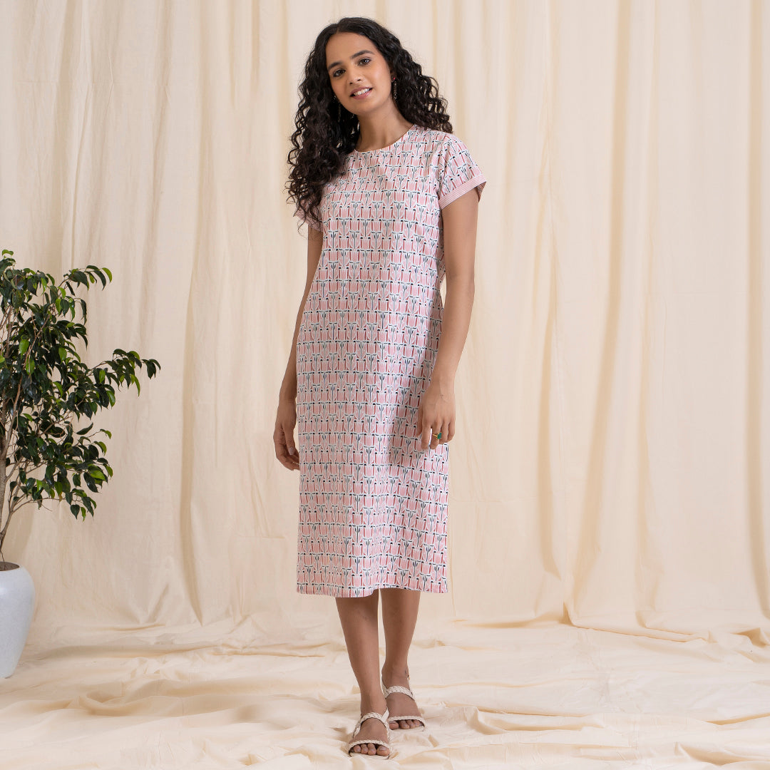 Pink Tribal Print Midi with Slits