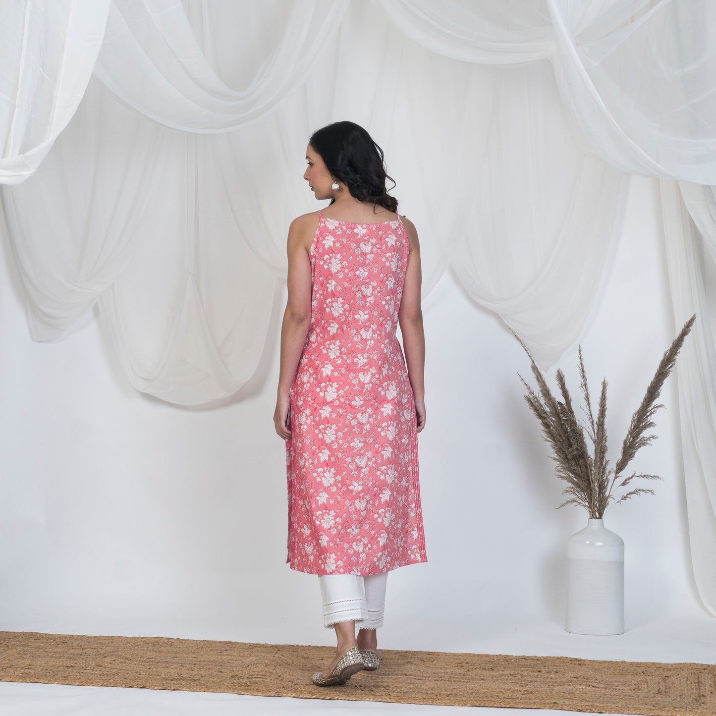 Pink Easy Peasy Kurta and White Pant Set