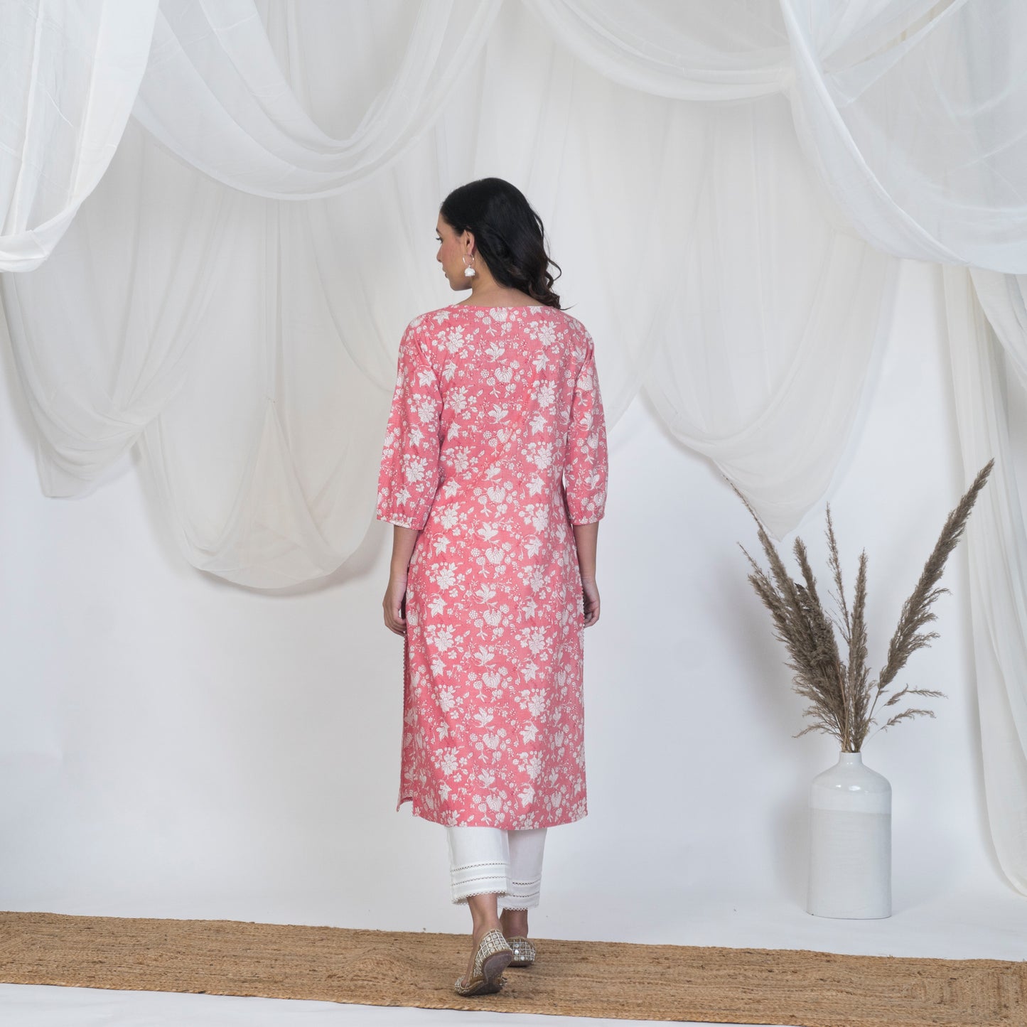 Pink Puff Sleeve Spring Kurta