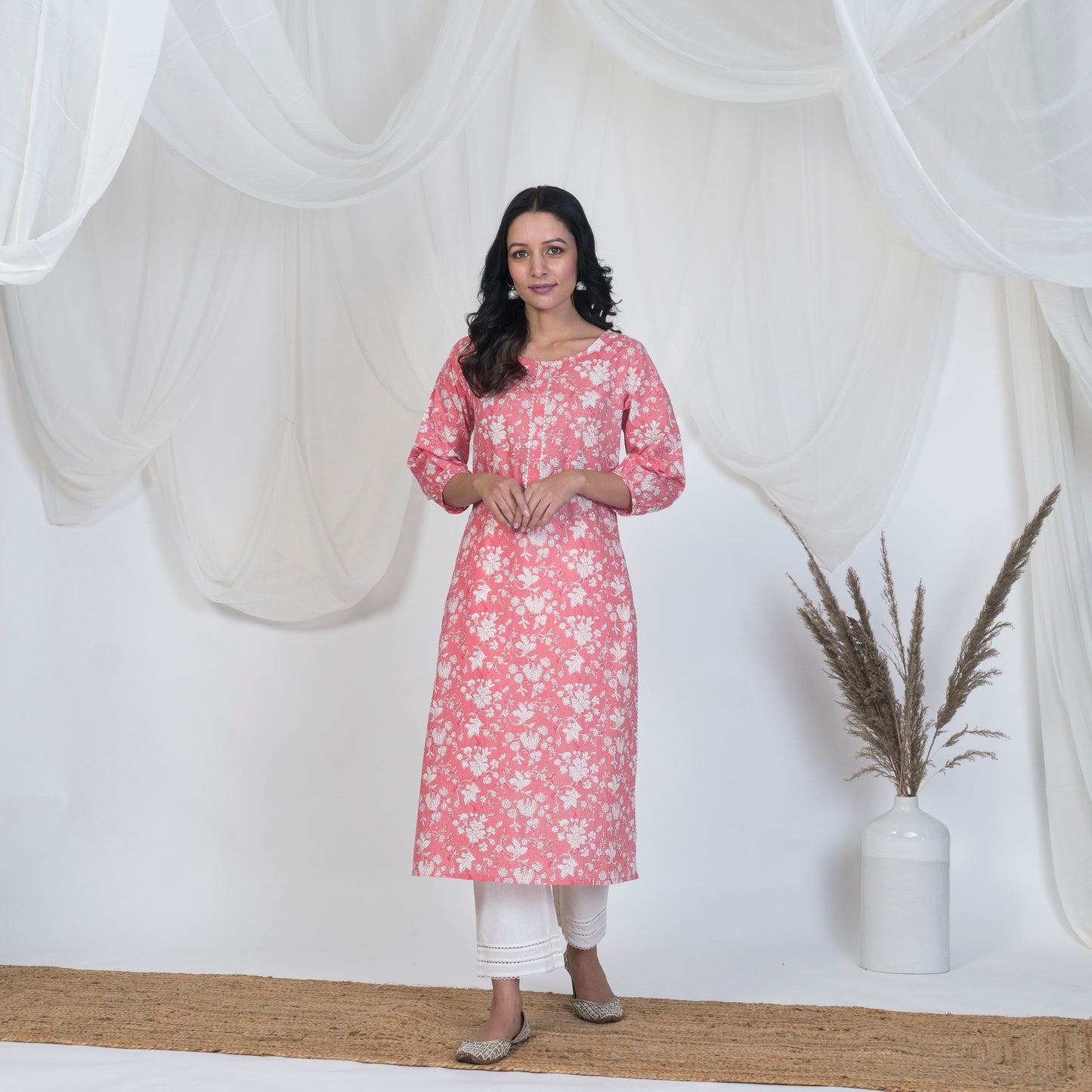 Pink Puff Sleeve Spring Kurta