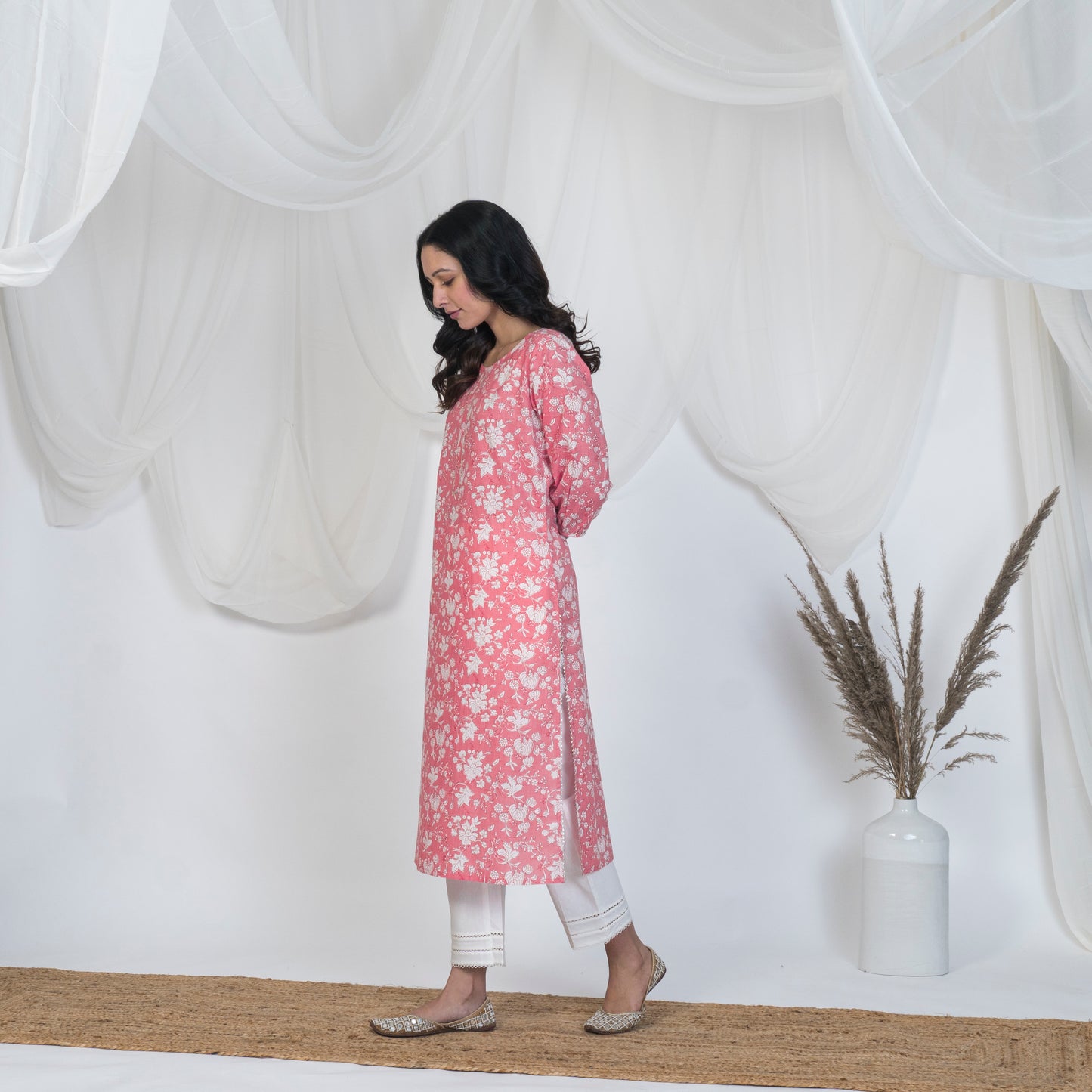 Pink Puff Sleeve Spring Kurta