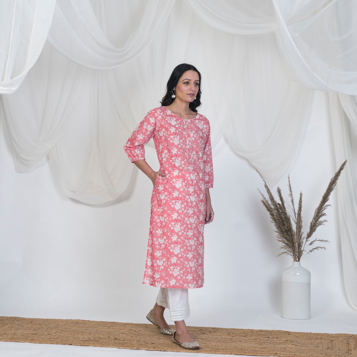 Pink Puff Sleeve Spring Kurta