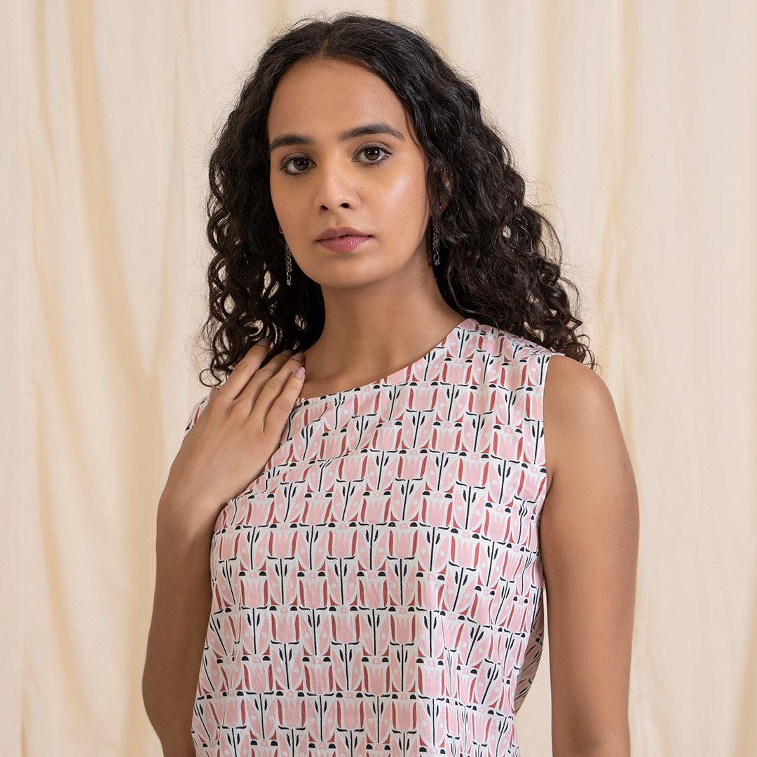 Pink tribal Print Crop Top