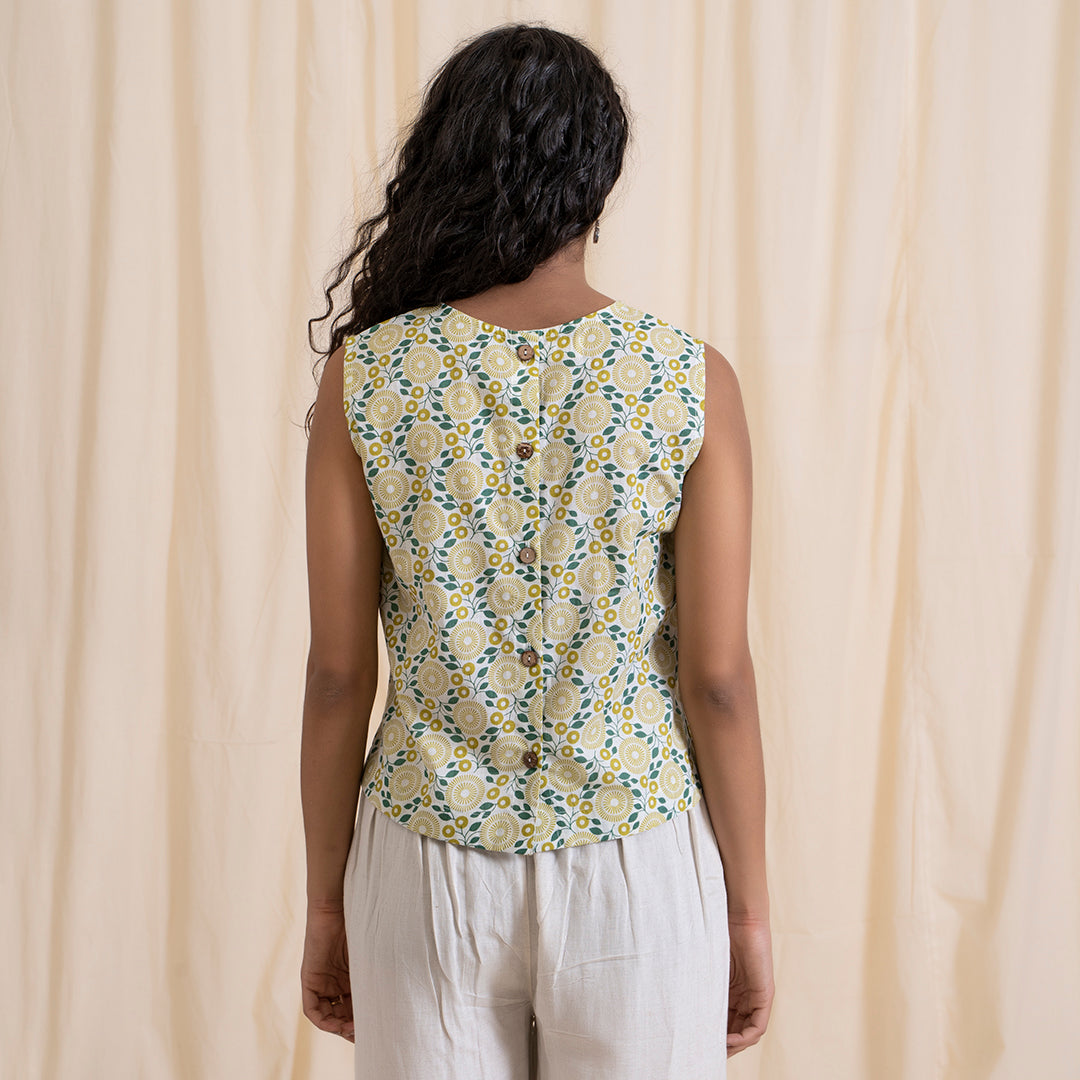 Yellow Green Printed Crop Top