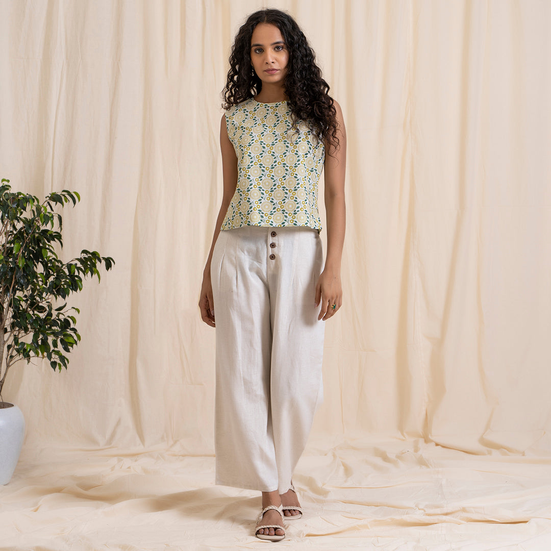 Yellow Green Printed Crop Top