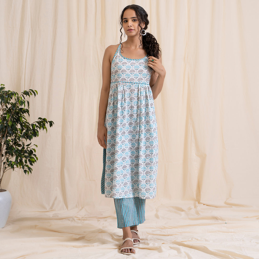 Blue Grey Spaghetti Kurta