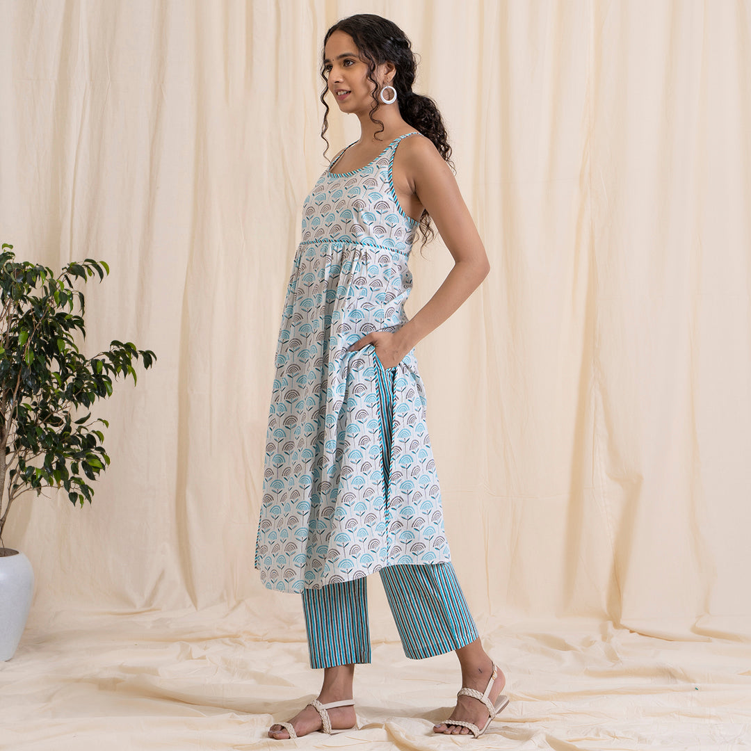 Blue Grey Spaghetti Kurta