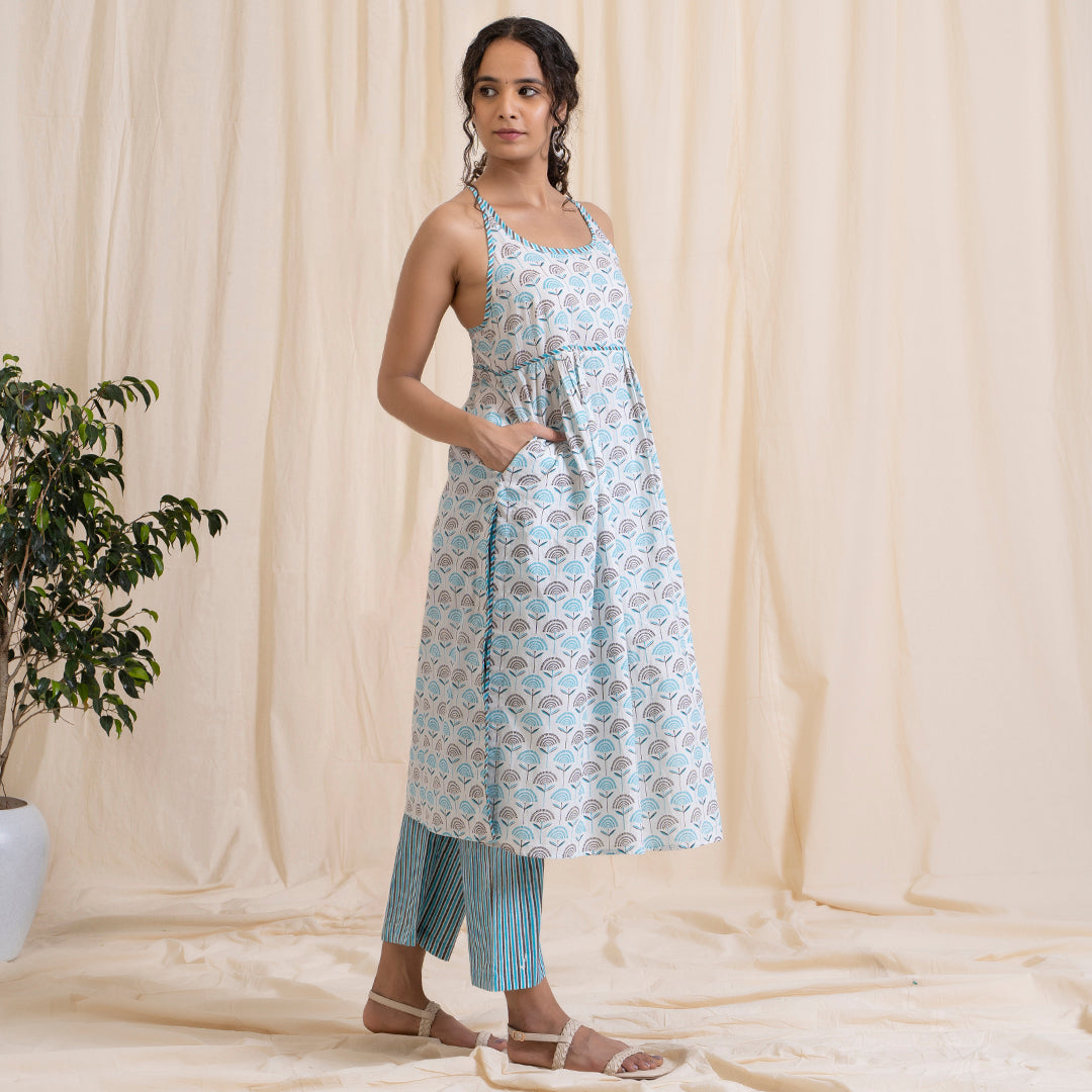 Blue Grey Spaghetti Kurta
