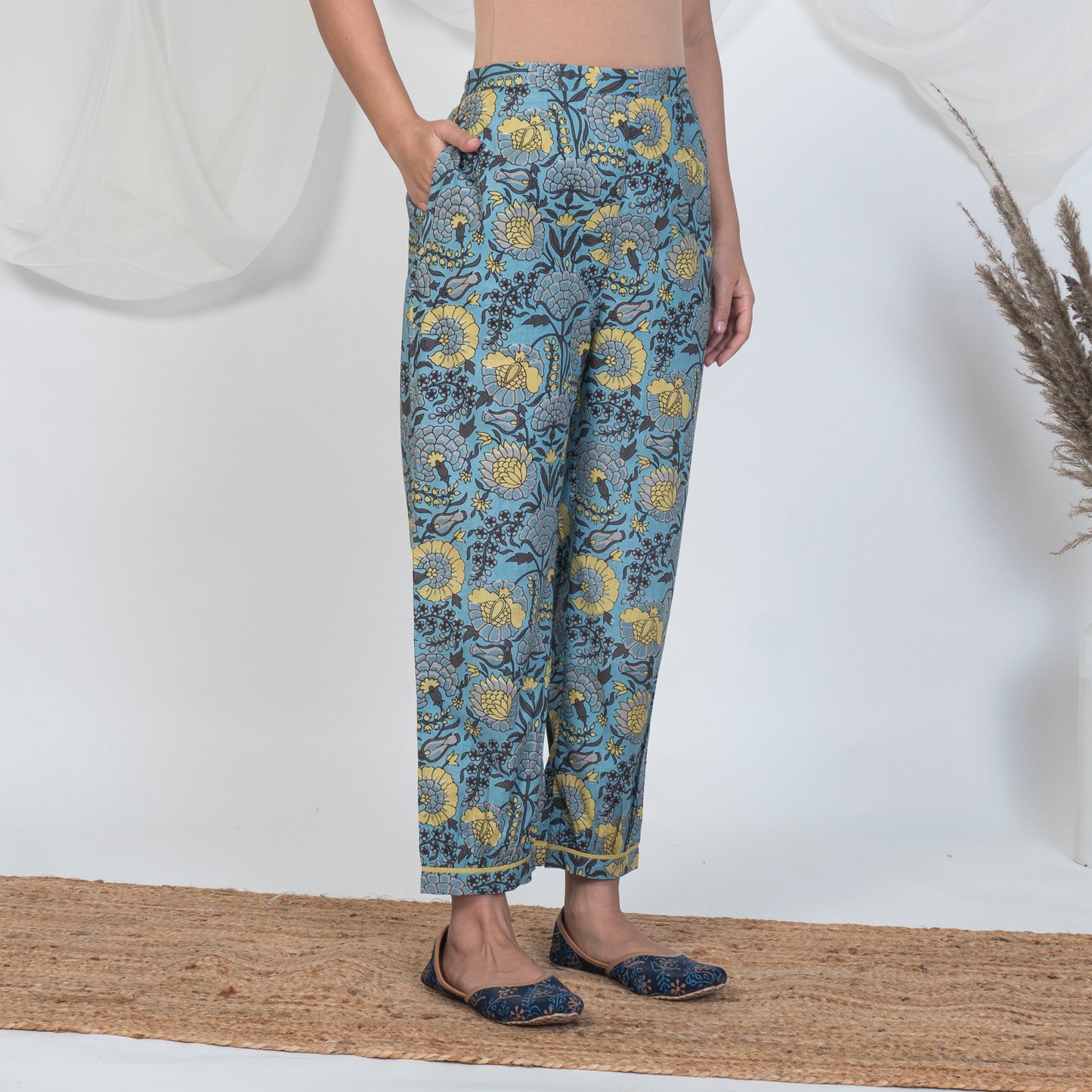 Irani Pants in Blue and Yellow