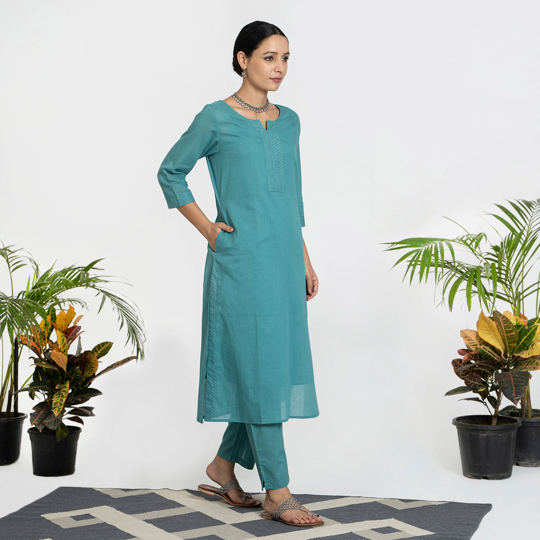Zari Work on Green Suit