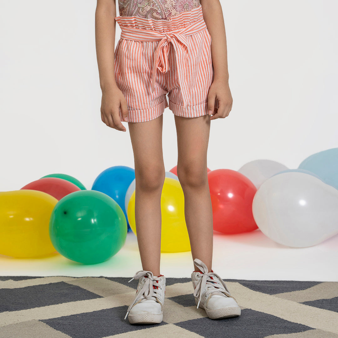 Shorts - Handblock Print - Peach