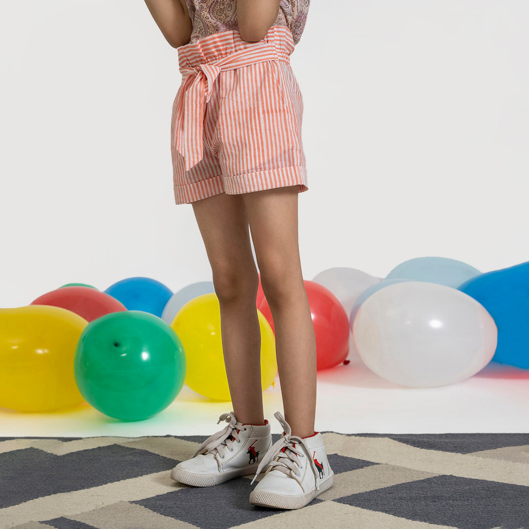 Shorts - Handblock Print - Peach