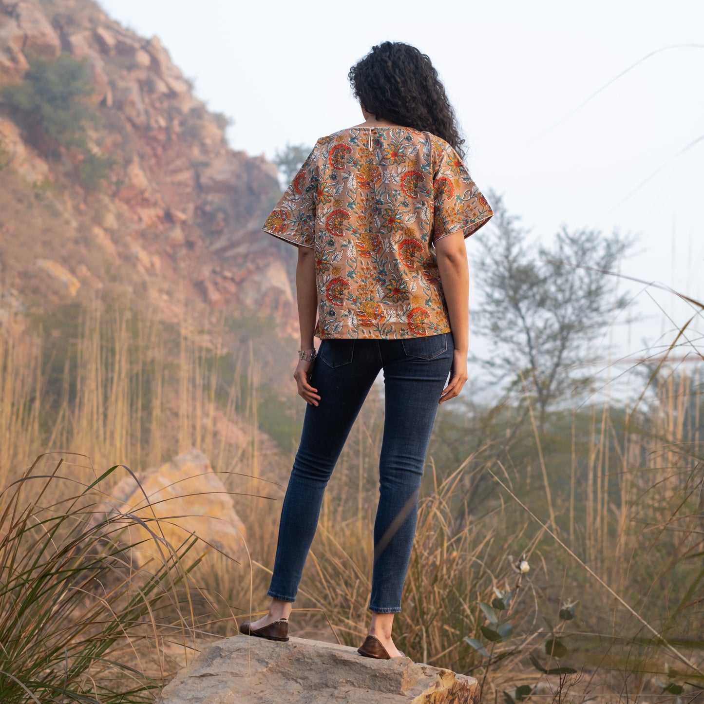 Oversized block printed top