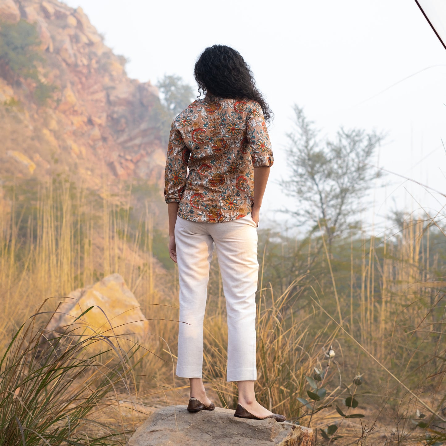 Blockprinted Shirt style top
