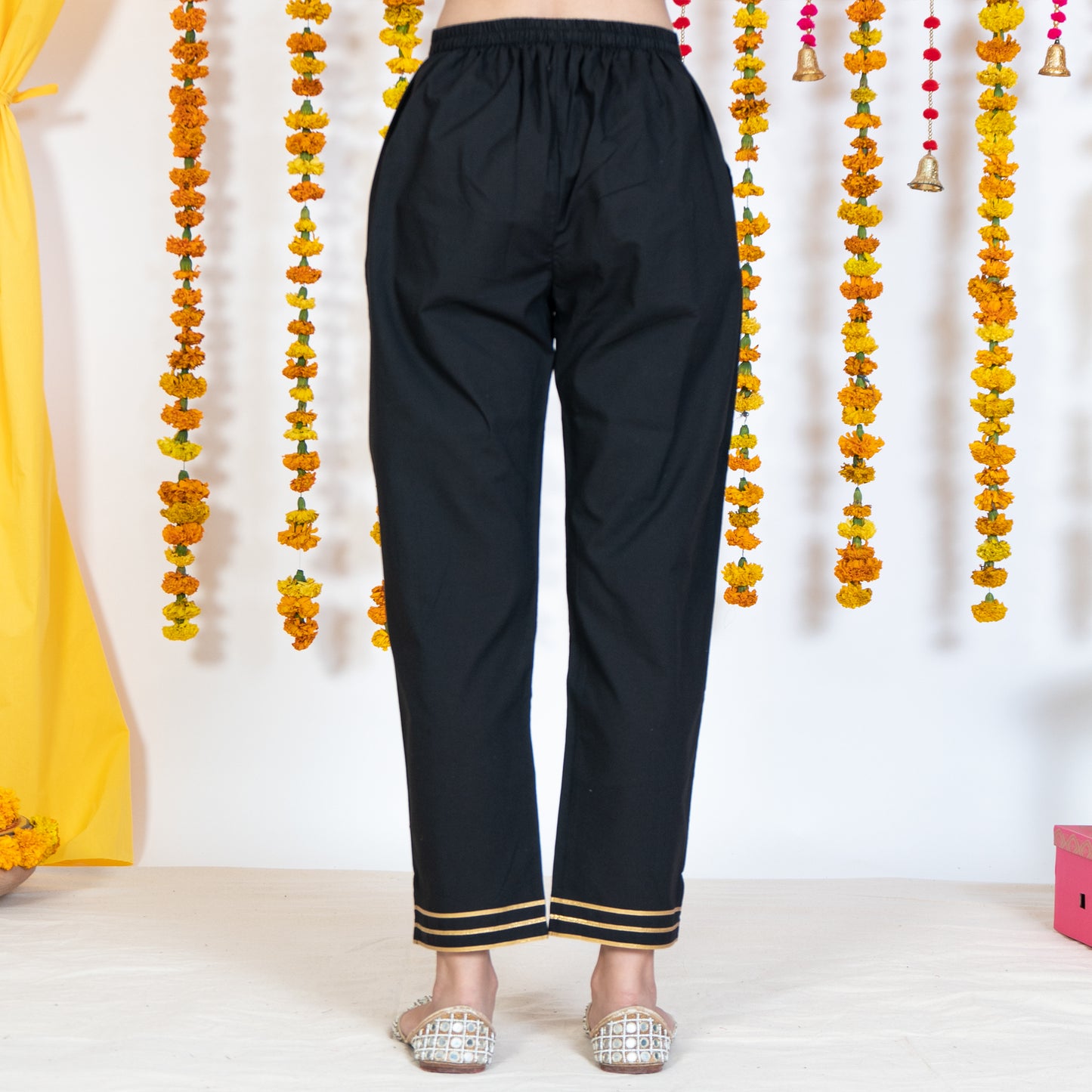 Black Cigarette Pant With Gotta Embroidery