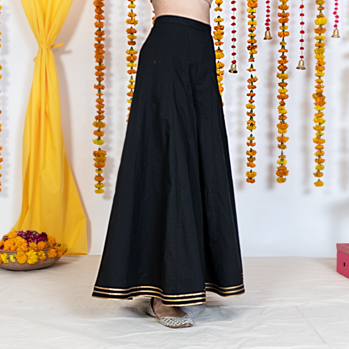 Black Sharara With Gotta Embroidery