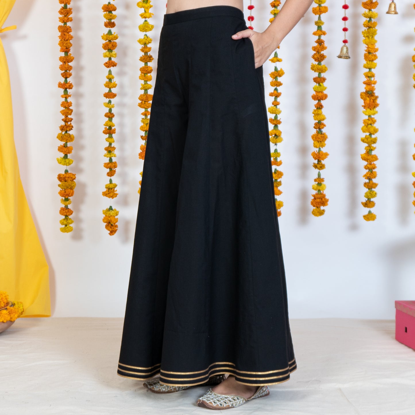 Black Sharara With Gotta Embroidery