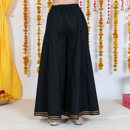 Black Sharara With Gotta Embroidery