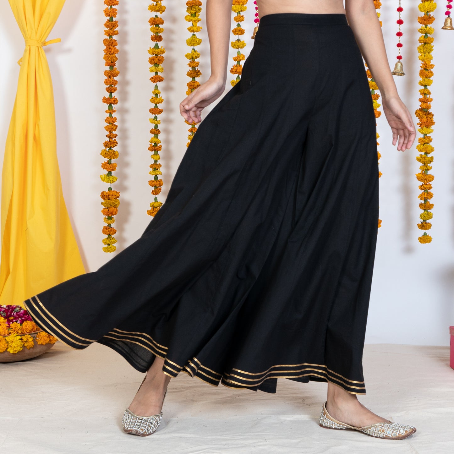 Black Sharara With Gotta Embroidery