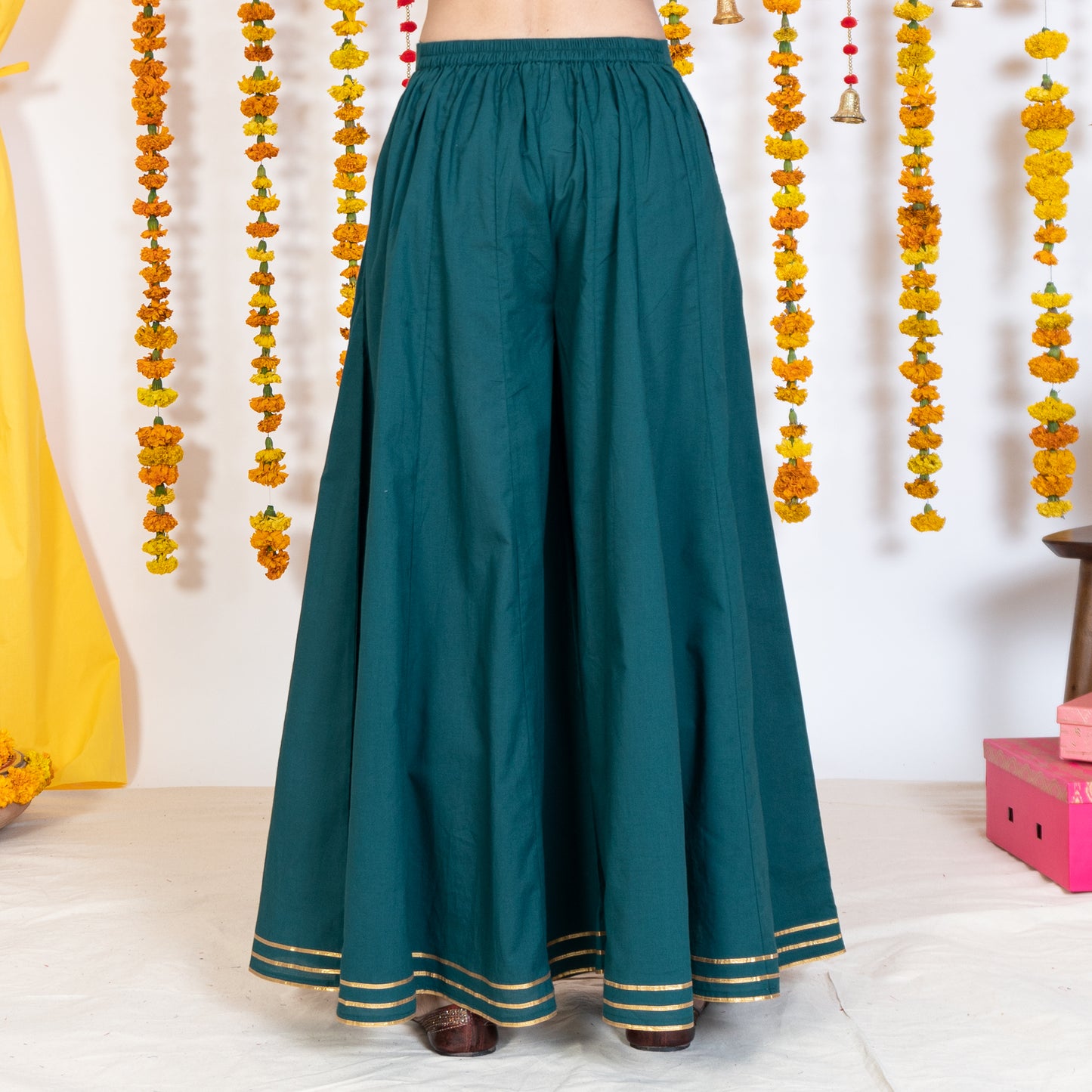 Green Sharara With Gotta Embroidery