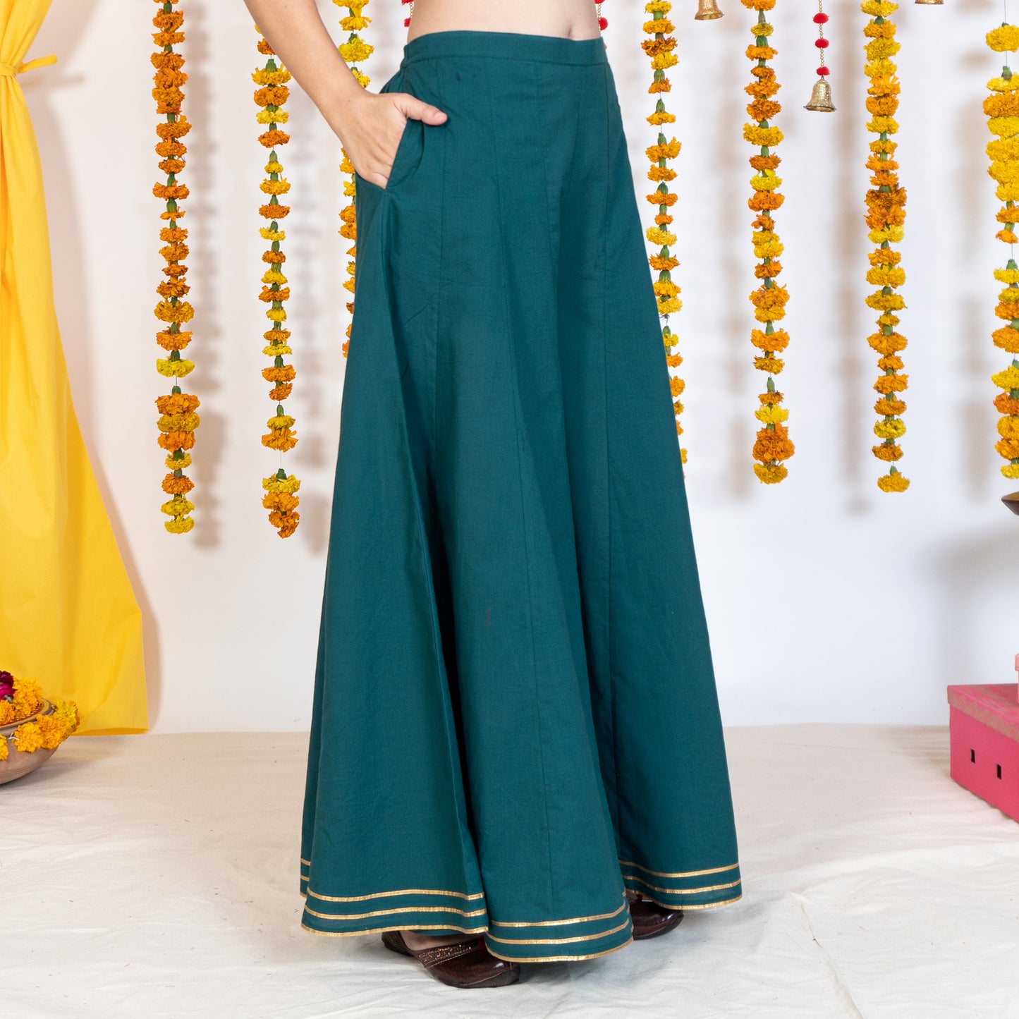 Green Sharara With Gotta Embroidery