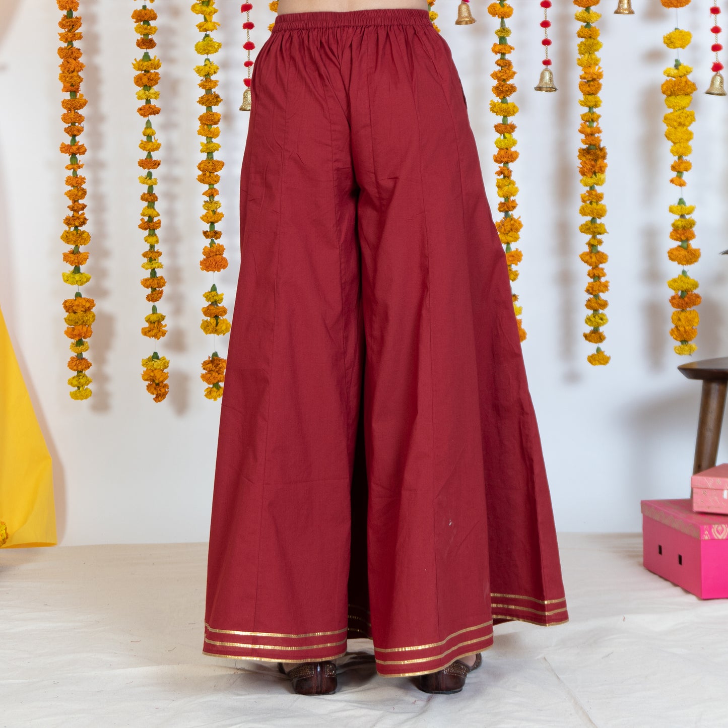 Red Sharara With Gotta Embroidery