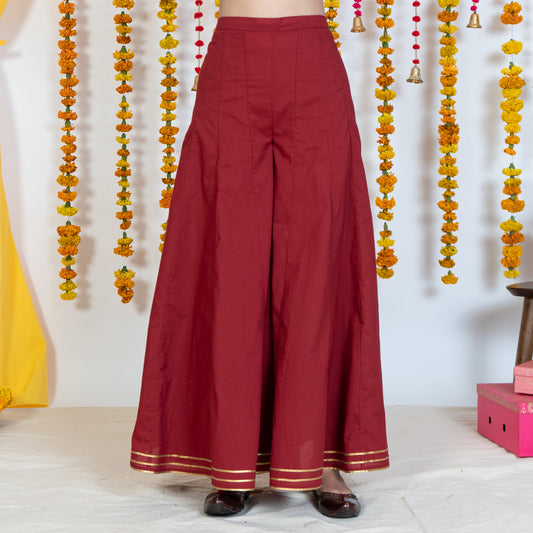 Red Sharara With Gotta Embroidery