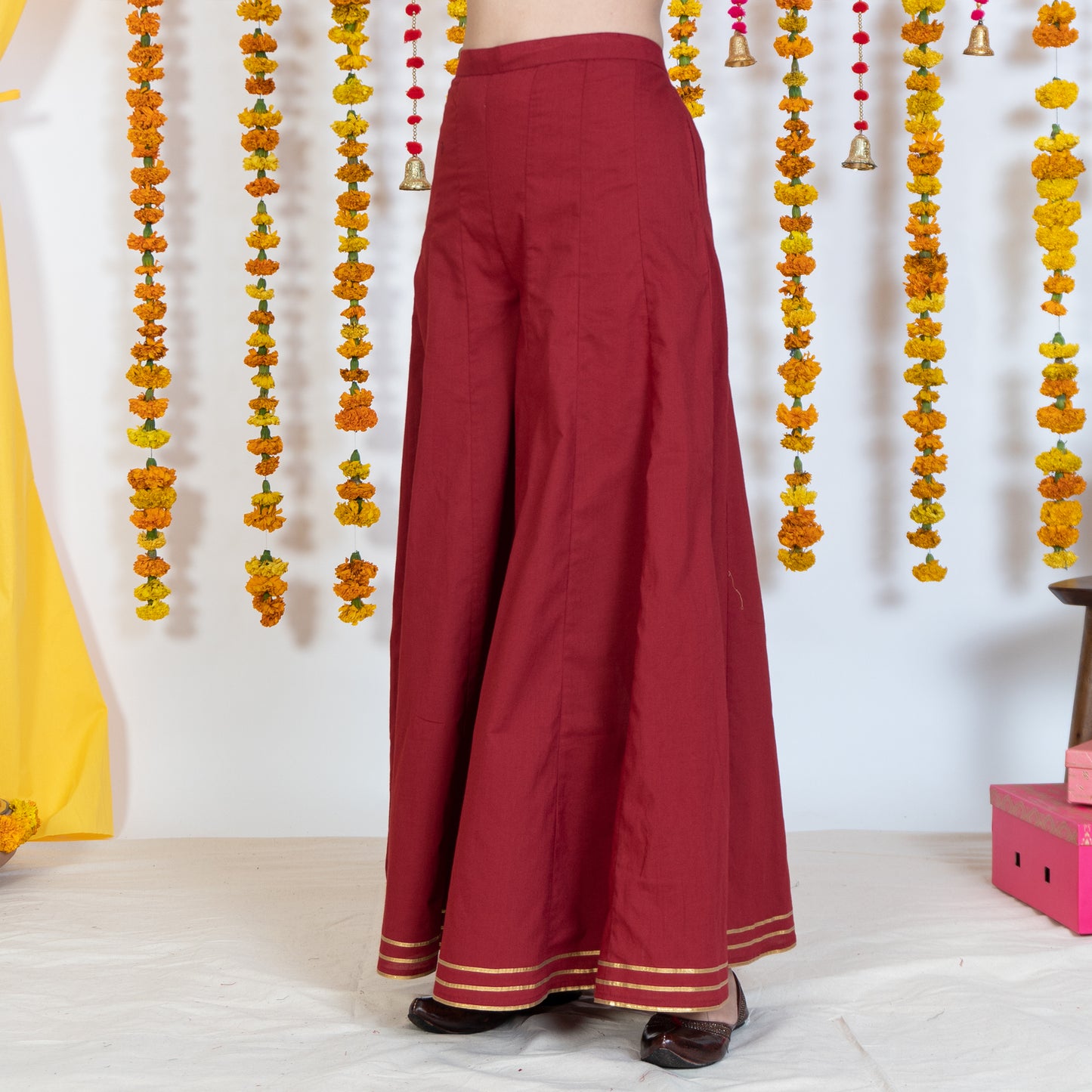 Red Sharara With Gotta Embroidery