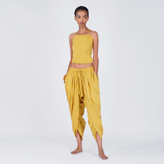 Women Cotton Yoga Pants and Yoga Top Set Yellow -Akasha