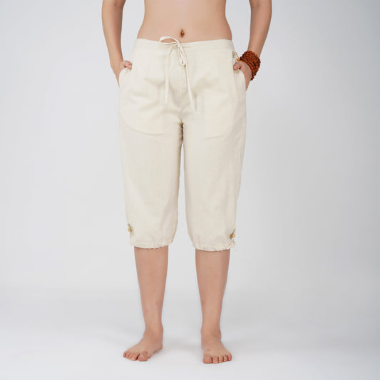 Women Cotton Yoga Pants White -Prana