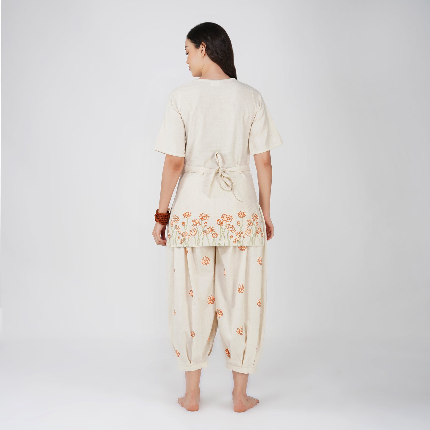 Women Cotton Hand Block Printed Yoga Pants and Yoga Top Set -Chakra