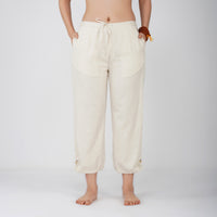 Women Cotton Yoga Pants and Yoga Top Set White -Ananda