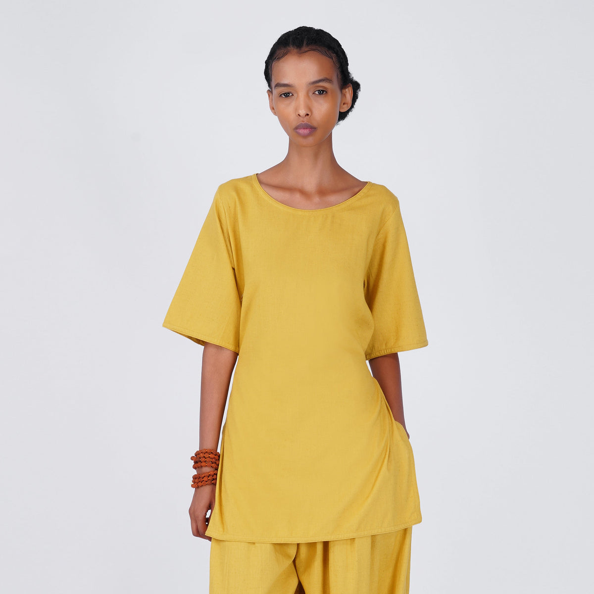 Women Cotton Yoga Top Yellow -Chakra — view 1