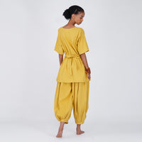 Women Cotton Yoga Pants and Yoga Top Set Yellow -Chakra