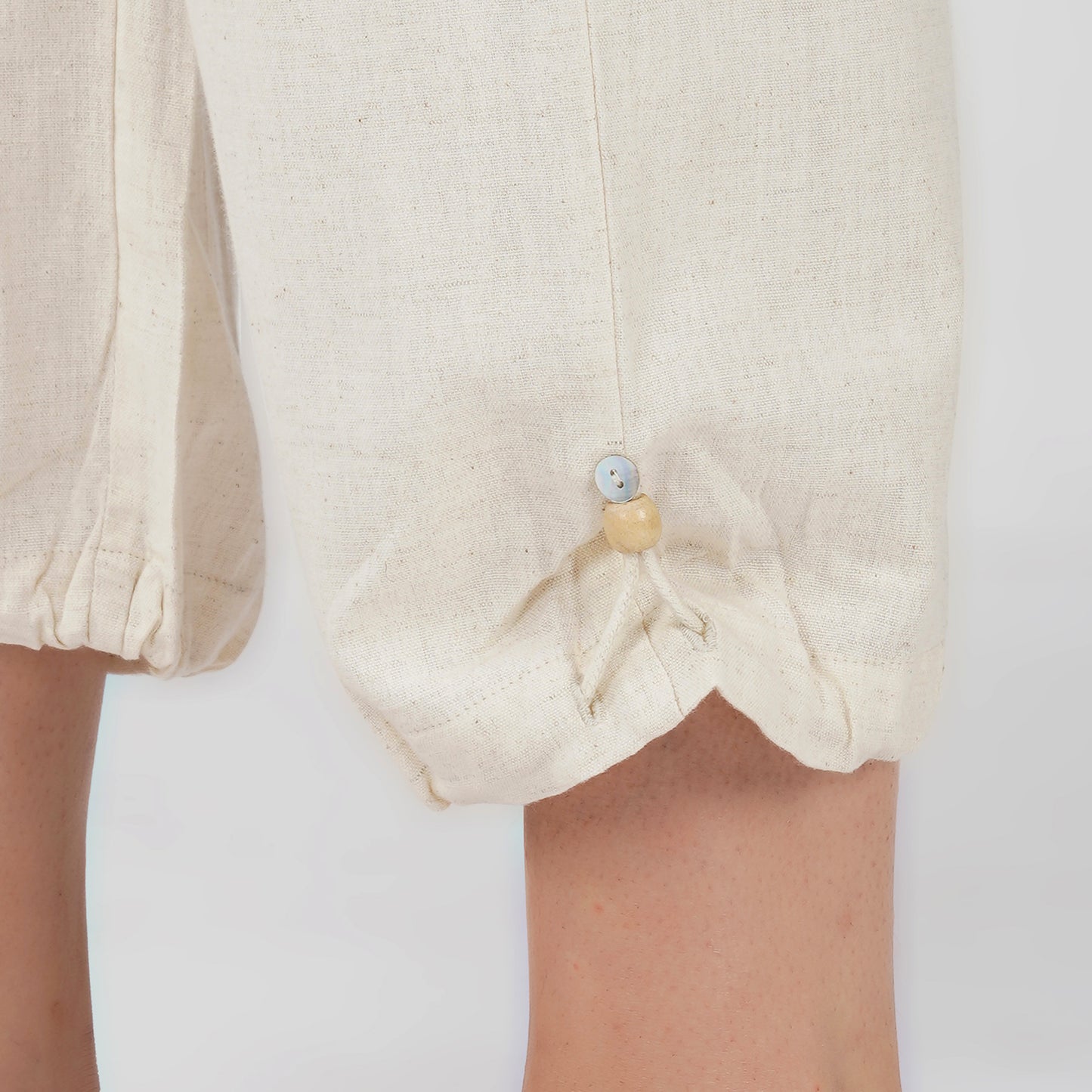 Women Cotton Yoga Pants with string pull -White -Ananda