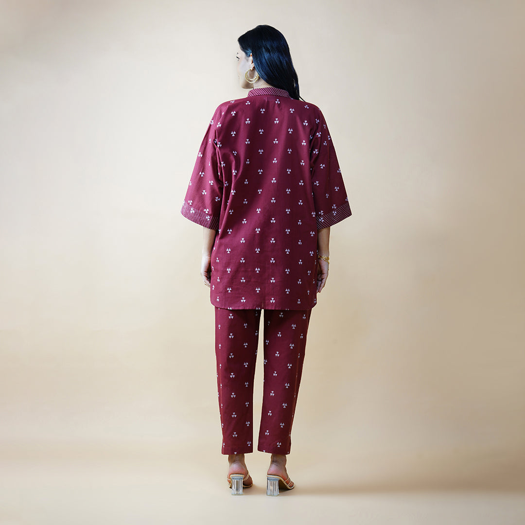 Plum Oversized Shirt with Straight Pants (Set of 2)