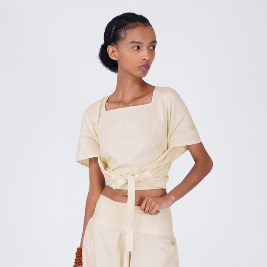 Women Zero Waste Cotton Yoga Top White -Shwet