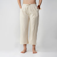 Women Cotton Yoga Pants and Yoga Top Set White -Chandra