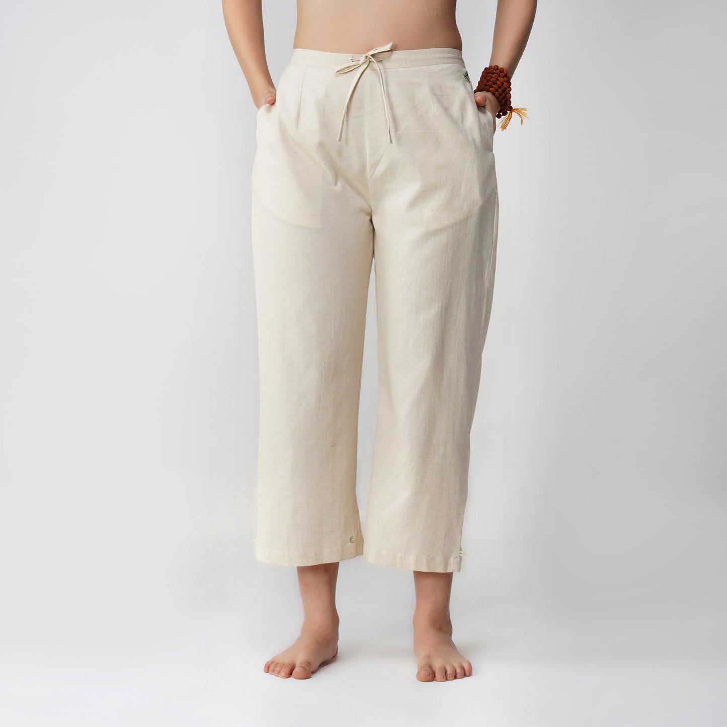 Women Cotton Yoga Pants White -Chandra