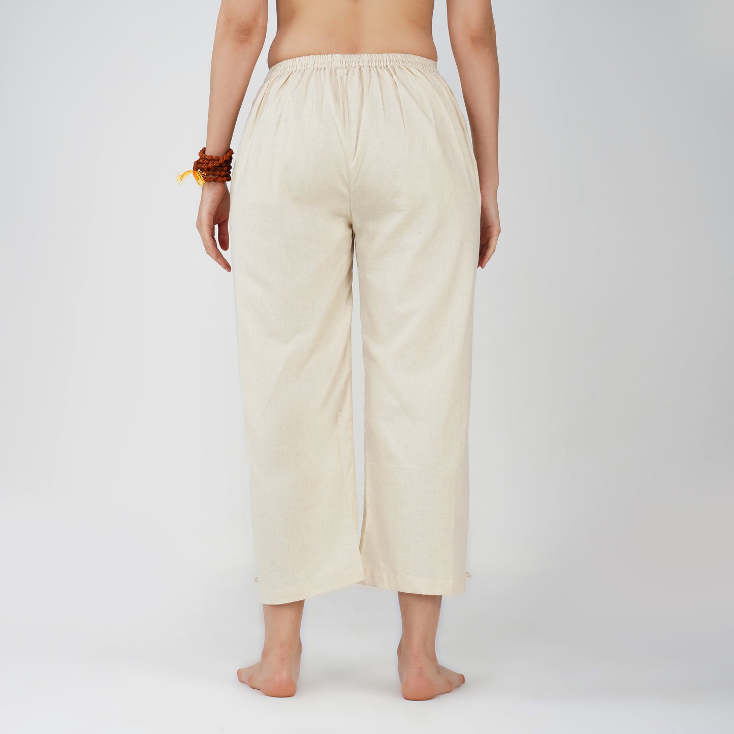 Women Cotton Yoga Pants White -Chandra