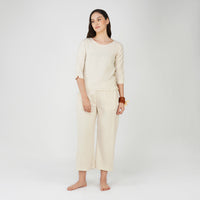 Women Cotton Yoga Pants and Yoga Top Set White -Chandra