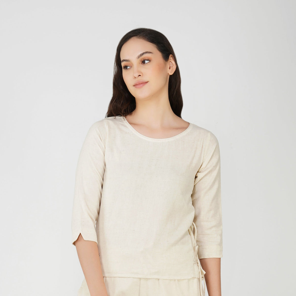 Women Cotton Yoga Top White -Chandra — view 1