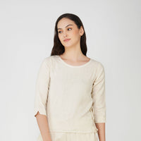 Women Cotton Yoga Top White -Chandra