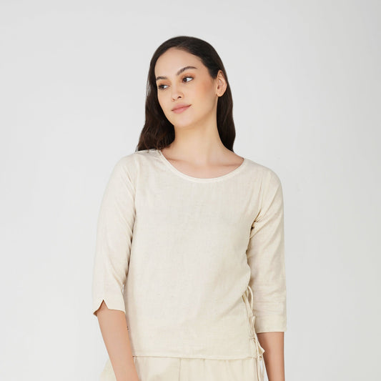 Women Cotton Yoga Top White -Chandra