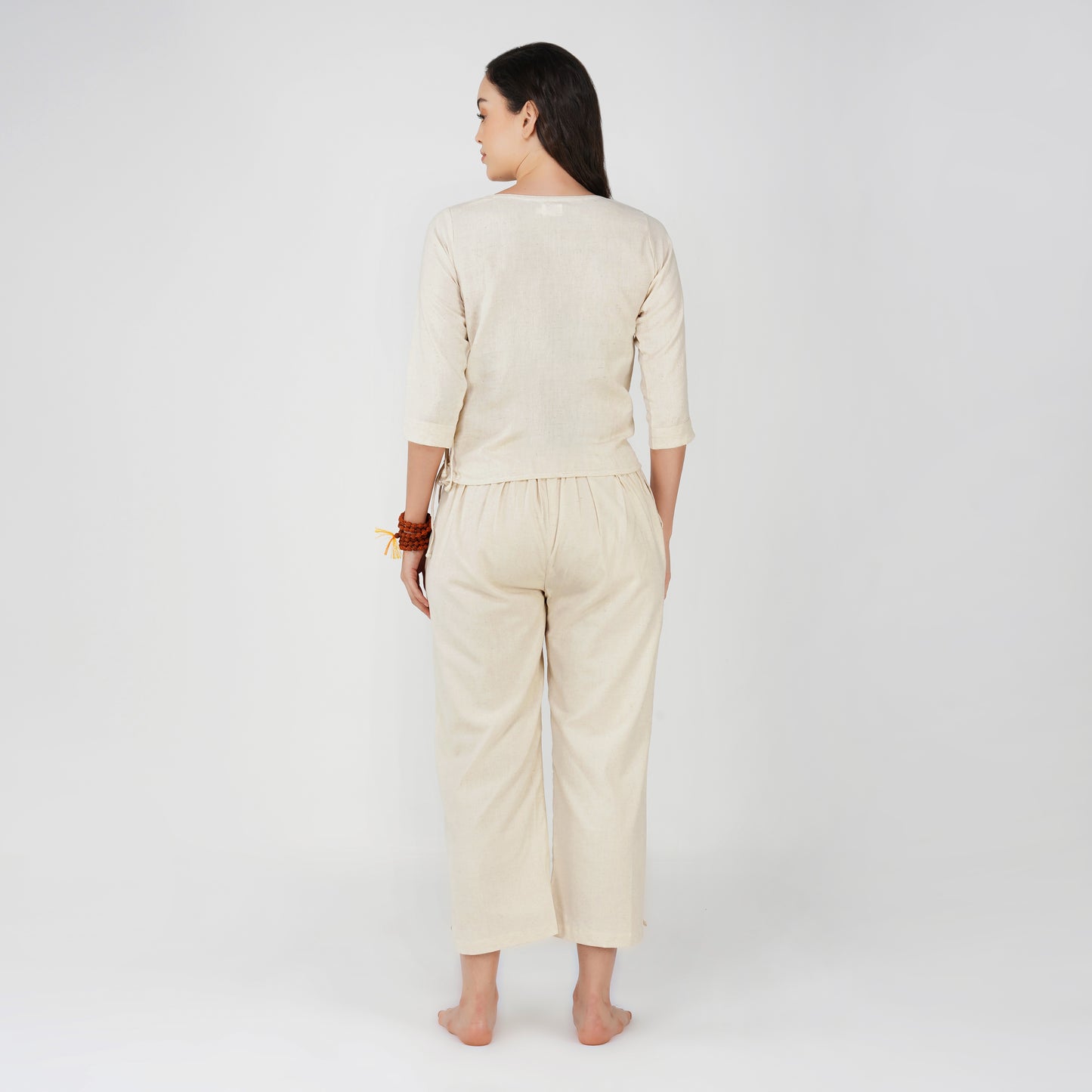 Women Cotton Yoga Pants and Yoga Top Set White -Chandra