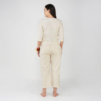 Women Cotton Yoga Pants and Yoga Top Set White -Chandra