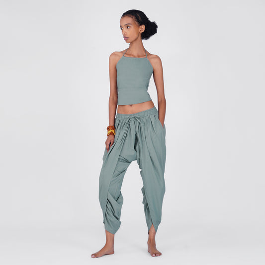 Women Cotton Yoga Pants and Yoga Top Set Grey -Akasha