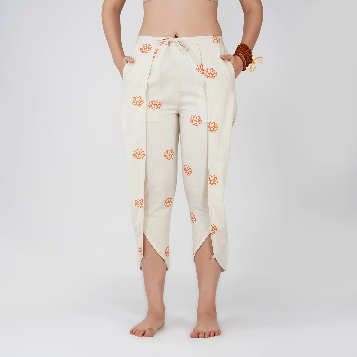 Women Cotton Hand Block Printed Yoga Pants -Surya — view 1